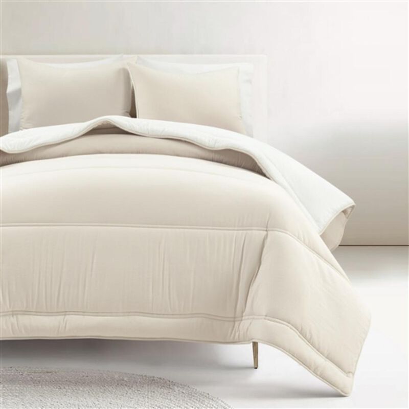 Hivvago Twin/XL Soft Lightweight Reversible Quilted Comforter Set in White/Beige