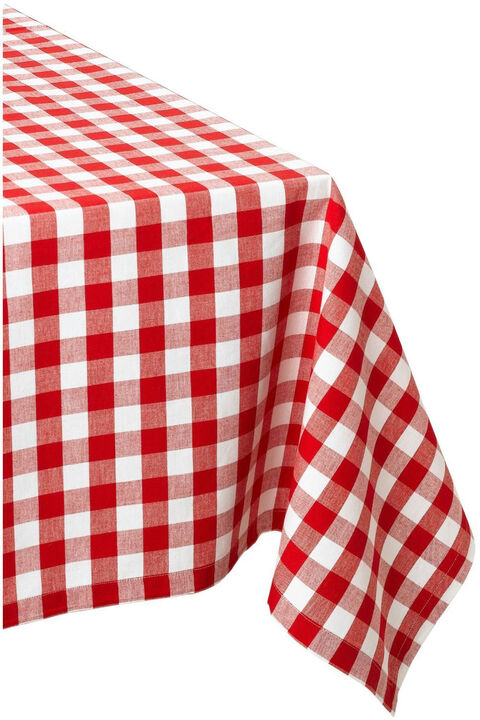 104 x 60 Red and White Checked Pattern Rectangular Tablecloth