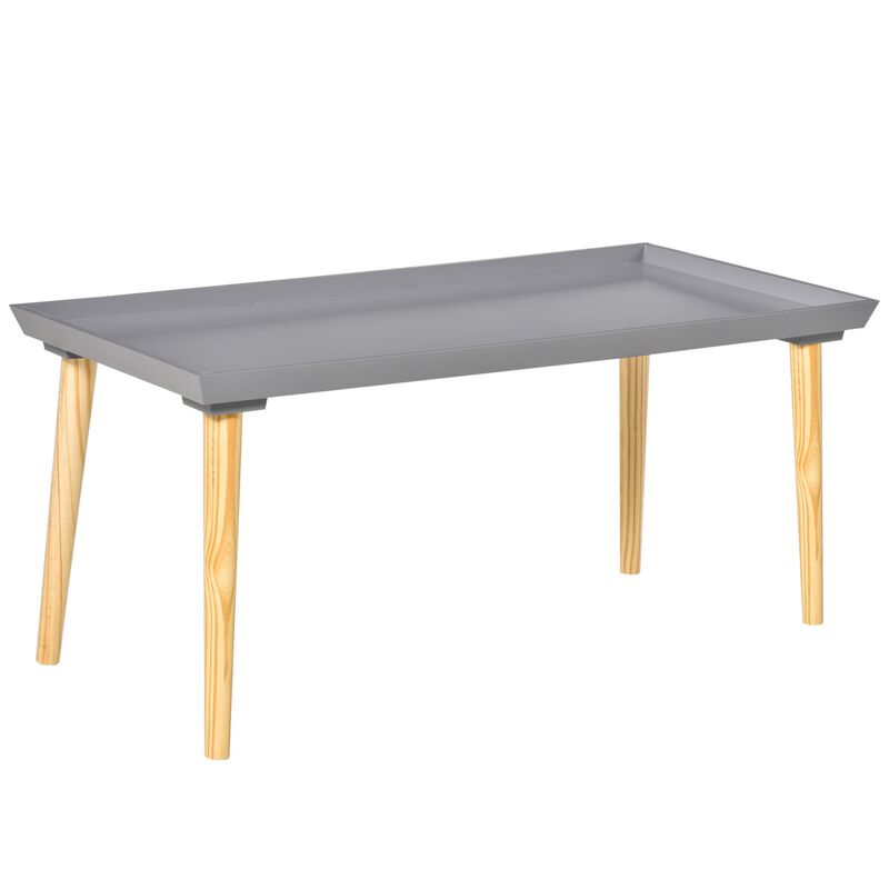 Tray Top Coffee Table Modern Side Table traditional Tea Table with Solid Construction, Versatile Unit and Ample Space, Grey/Natural Wood