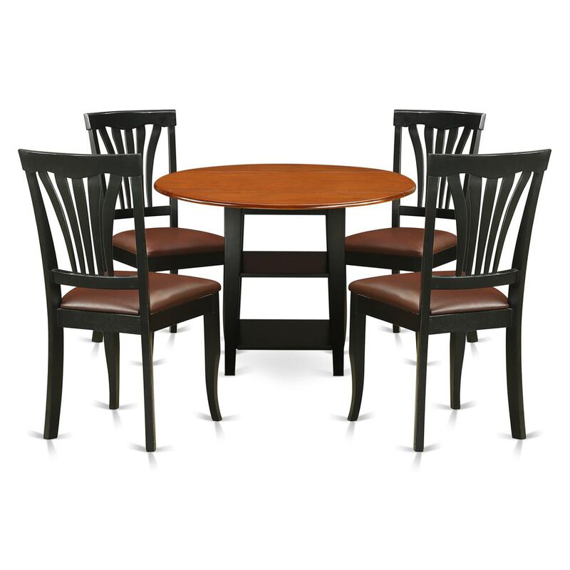 East West Furniture Dining Room Set Black & Cherry