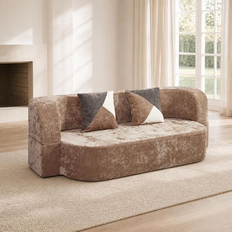 GOODSILO Convertible Eggshell Sleeper Sofa Bed with Plush Upholstery and 33D High Density Foam for Small Space Living Rooms Bedrooms Apartments image number 2
