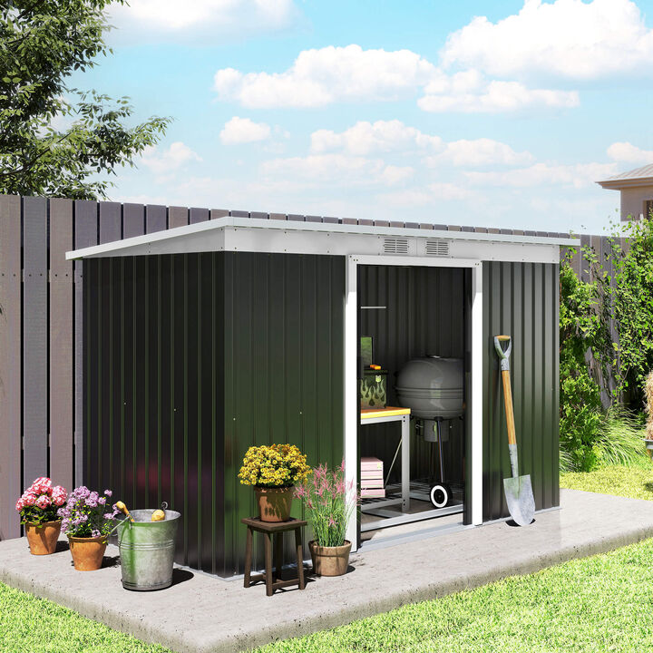 Hivvago 9' x 4' Metal Outdoor Storage Shed with Lockable Doors