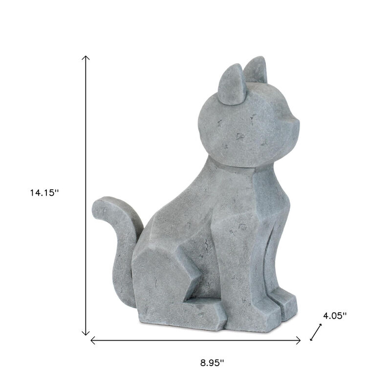 HomeRoots Set of Two Gray Polyresin Cat And Dog Figurines image number 5