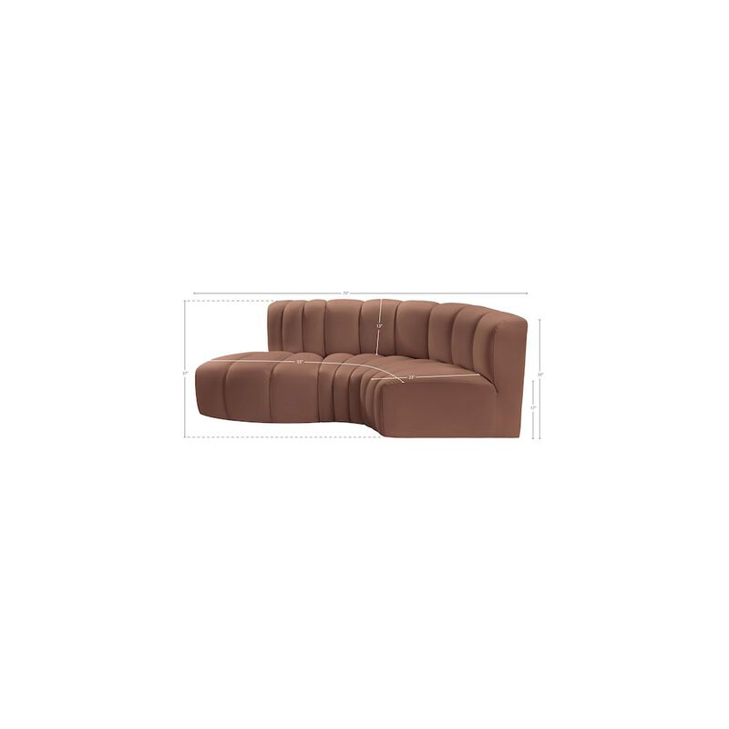 Meridian Furniture Arc Cognac Vegan Leather Modular Sofa