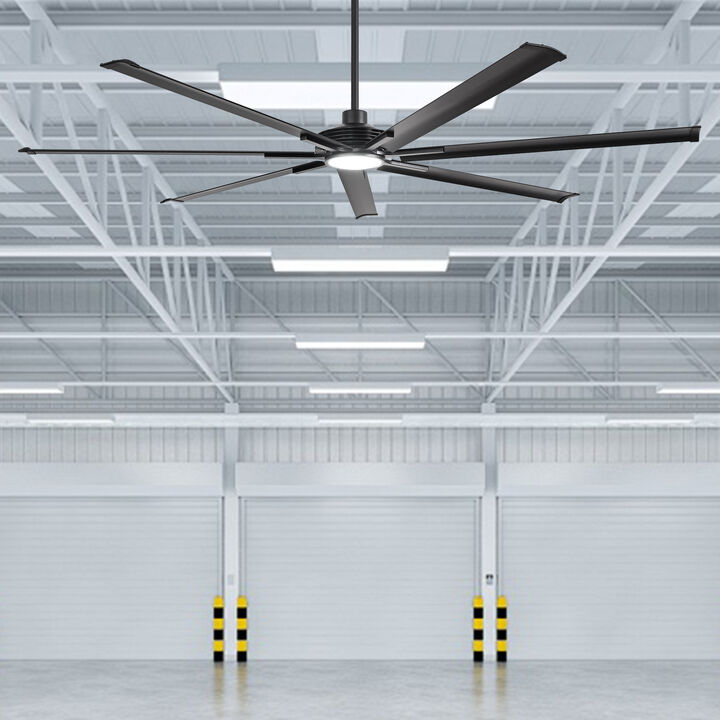 84" Modern Industrial 7-Blade Ceiling Fan with Dimmable LED Light, 6-Speed DC Motor, Remote Control