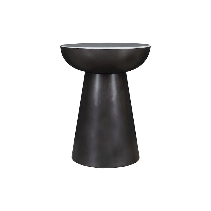 Jofran Circularity Modern Luxury Marble and Iron 18 Round Pedestal End Table