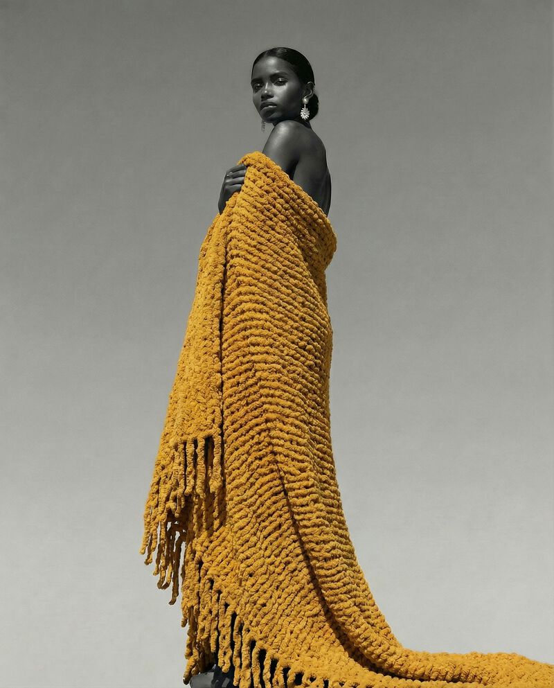 Chunky Chenille Knit Blanket With Fringe image number 3