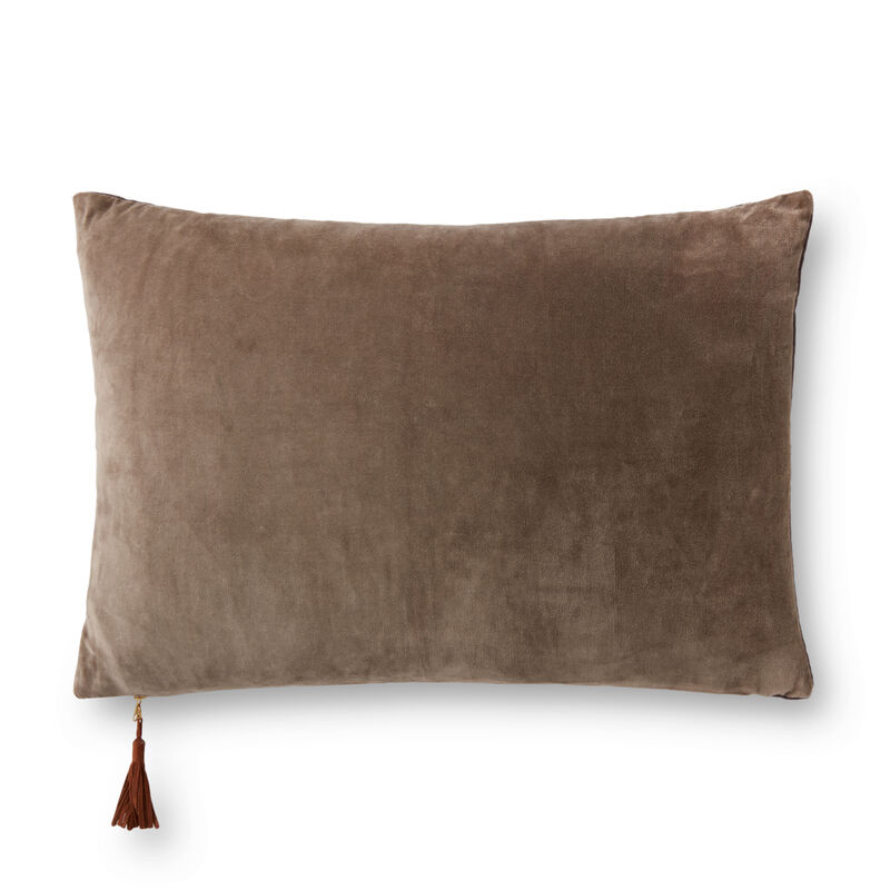 PMH1153 Mocha/Plum 16"x26" Down Pillow by Magnolia Home by Joanna Gaines x Loloi