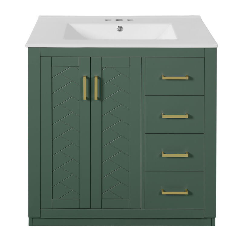 Merax Bathroom Vanity Cabinet with Undermount Ceramic Sink, 3 Drawers, Spacious Cabinet image number 0