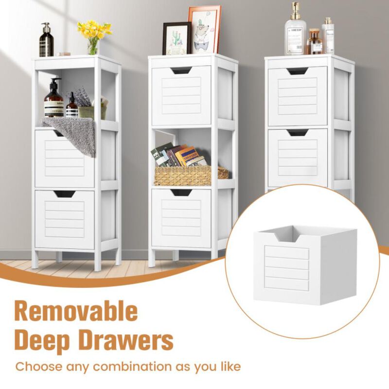 Hivvago Multifunction Bathroom Wooden Floor Cabinet Organizer with Storage Rack