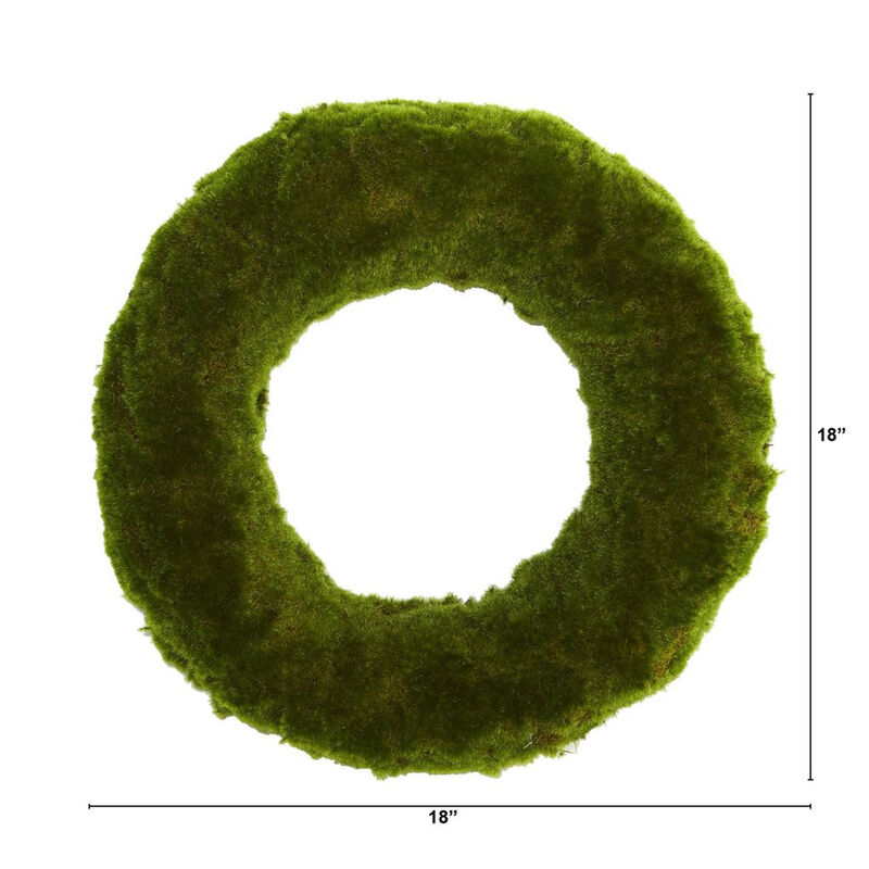 Nearly Natural 18-in Moss Artificial Wreath image number 3
