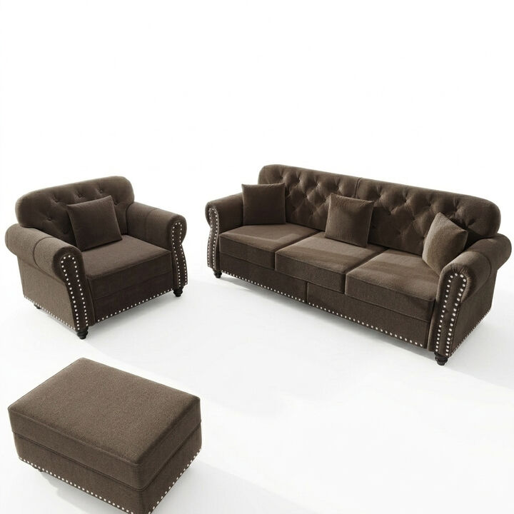 Upholstered Velvet Sofa 4 Seat