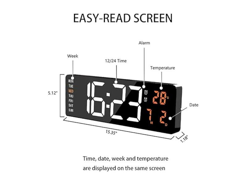 Digital Count Down Timer Remote Alarm Wall Clock 16 Inch Living Room Decor image number 2