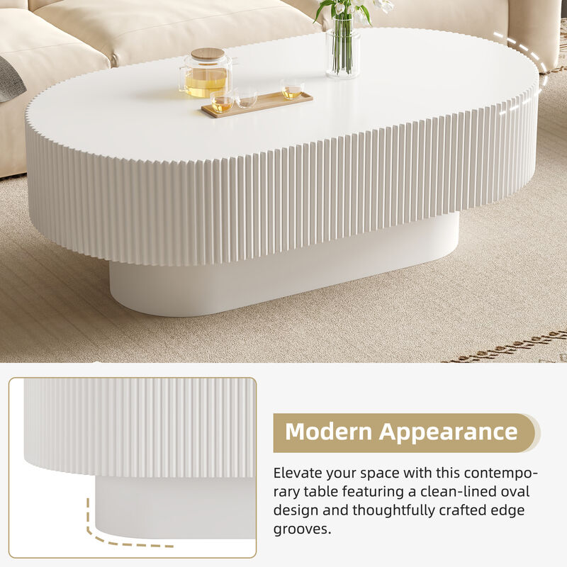 Merax Contemporary Oval Accent Table with Premium Painted Finish, Felt Floor Pads image number 5