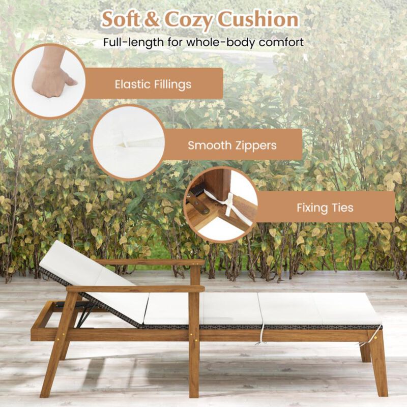Hivvago 2 Piece Outdoor Chaise Lounge Chair Set Rattan Patio Chaise with Armrests