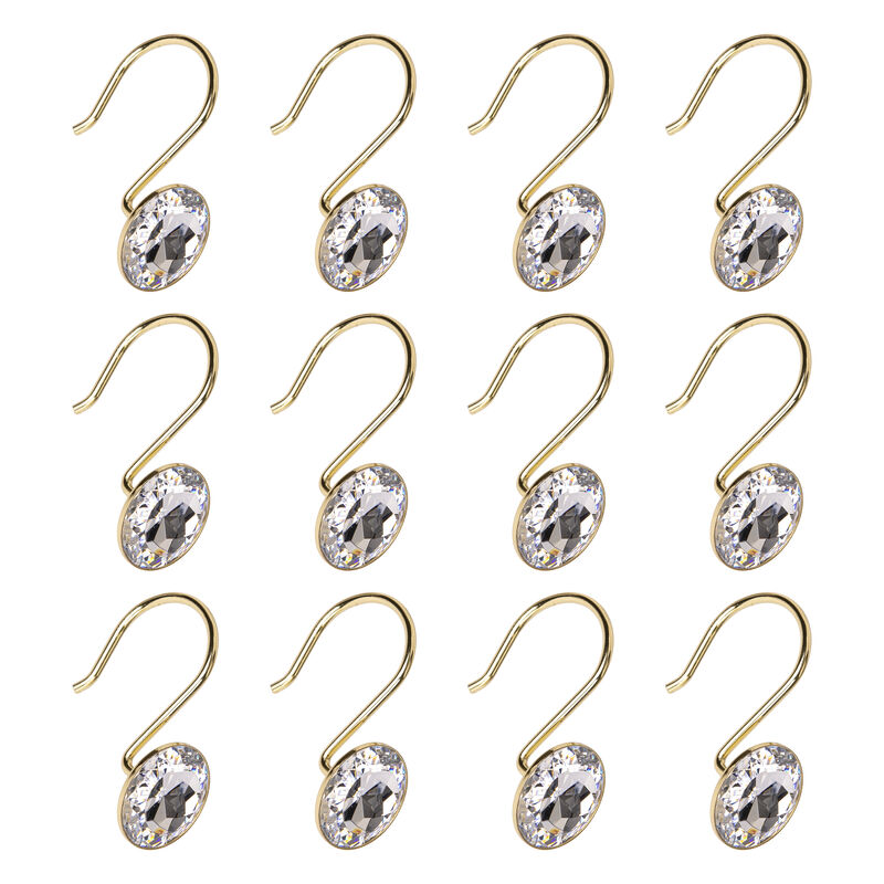Utopia Alley Rust-Resistant Metal Shower Curtain Hooks with Large Crystal, Set of 12 image number 3