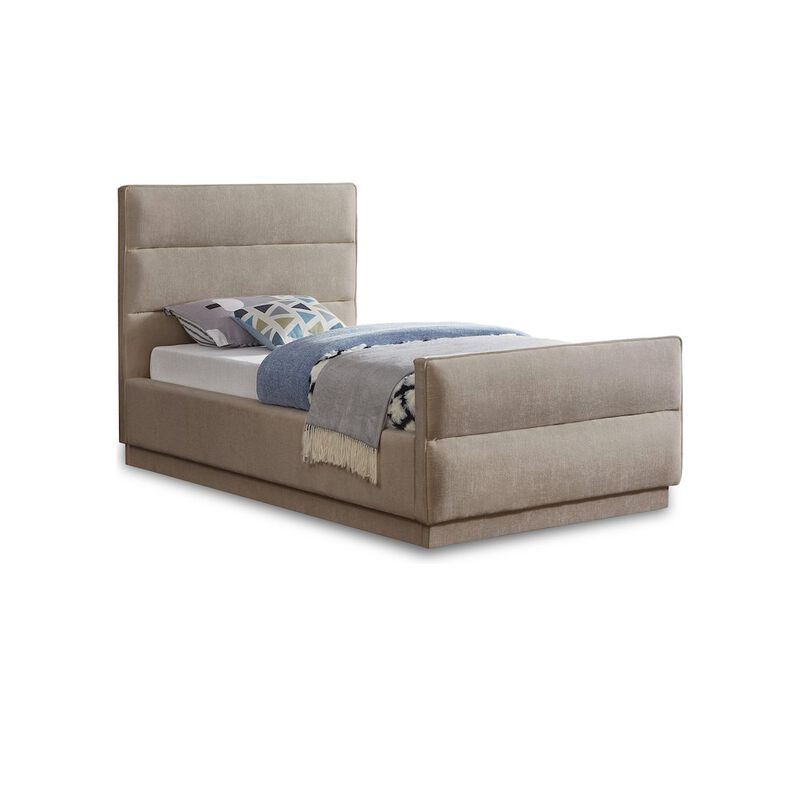 Meridian Furniture Paxton Beige Chenille Fabric Twin Bed