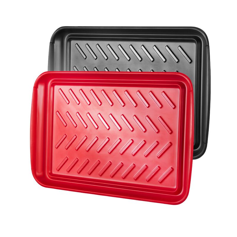 2-Pack Plastic Serving Trays with Handles, Anti-Slip Prep and Serve Trays for BBQ & Kitchen image number 0