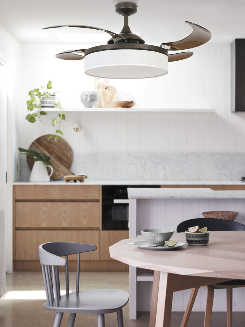 Fanaway Fraser 48" Retractable Blade Ceiling Fan with Light and Remote, Modern Fandelier Ceiling Fan, Patented Design Technology, Stronger Thicker Blades image number 1