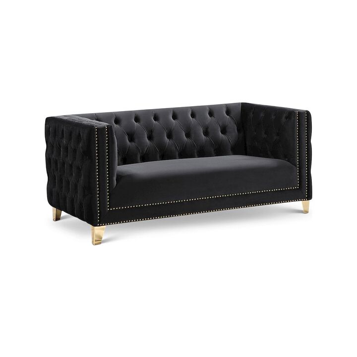 Meridian Furniture Michelle Black Velvet Loveseat