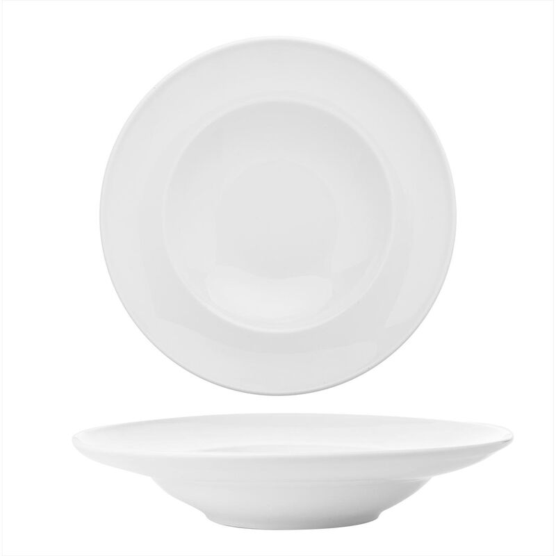 Porcelain Delta dia.11.75" h:2.5" 17 oz. Round White Porcelain Bowl (Set of 2)
