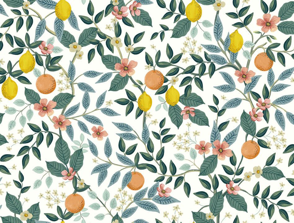 Citrus Grove White Peel & Stick Wallpaper