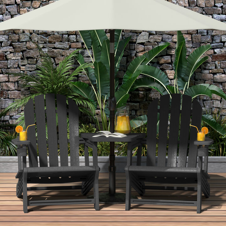 WestinTrends Outdoor HDPE Adirondack Chairs With Connecting Table Tray (Set of 2)