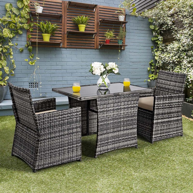 3-Piece Outdoor Patio Rattan Wicker Furniture Set, Stylish and Comfortable Seating