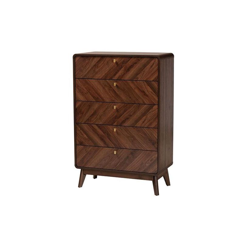 Baxton Studio Transitional Walnut Brown Finished Wood 5-Drawer Storage Chest