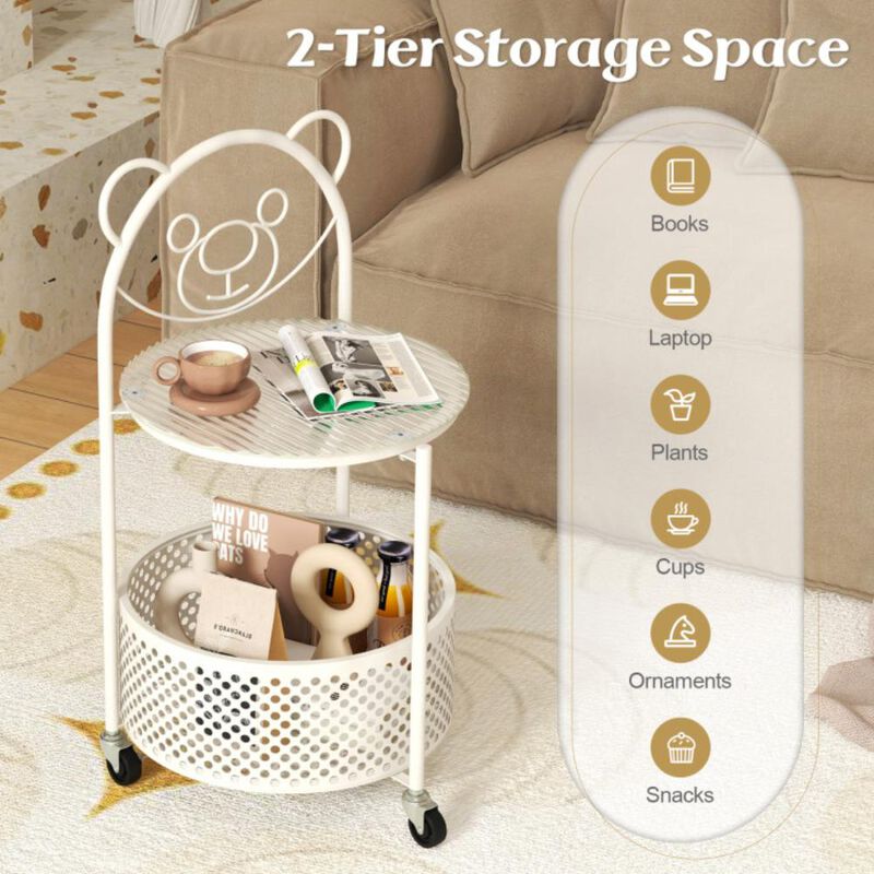 Hivvago Modern Sofa Side Table on Lockable Wheels for Living Room Bedroom Study