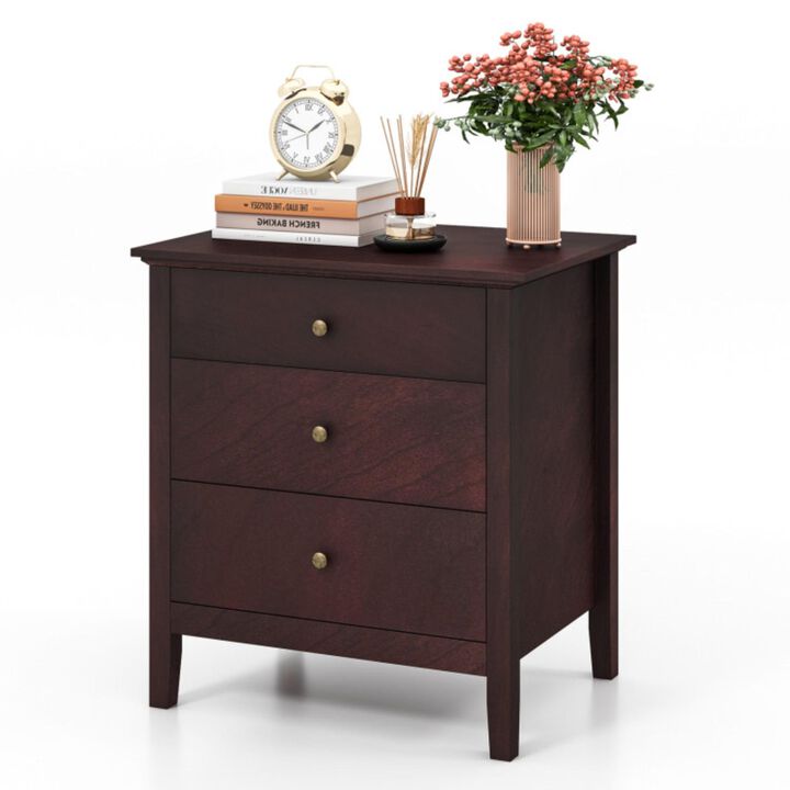 Hivvago 3 Drawers Nightstand Beside End Side Table Accent Table