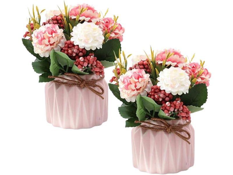 2 Piece Artificial Hydrangea Flowers Vase Filler Mini Hygrangea image number 0