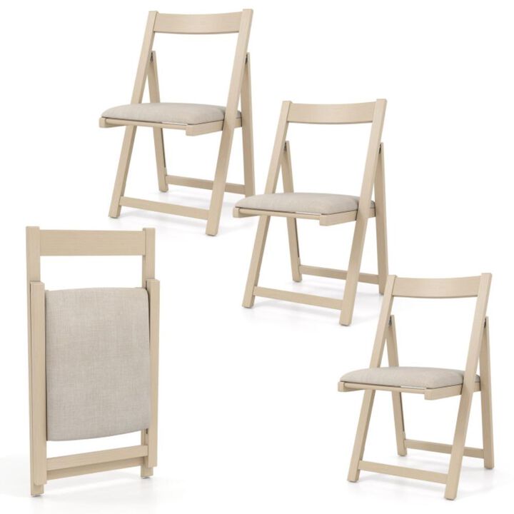 Hivvago Folding Upholstered Dining Chair Set of 4 with Curved Backrest