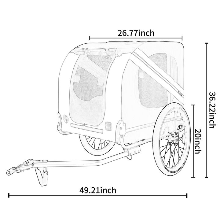 66LB Capacity Foldable All-Terrain Dog Bike Trailer-Steel Frame for Outdoor Adventures