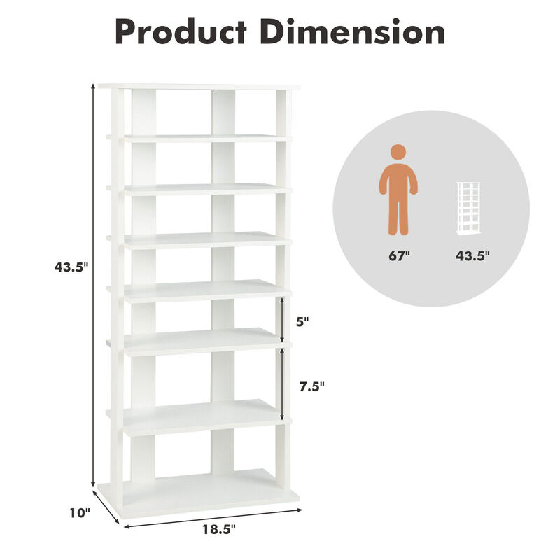 7-Tier Dual Shoe Rack Free Standing Shelves Storage Shelves Concise