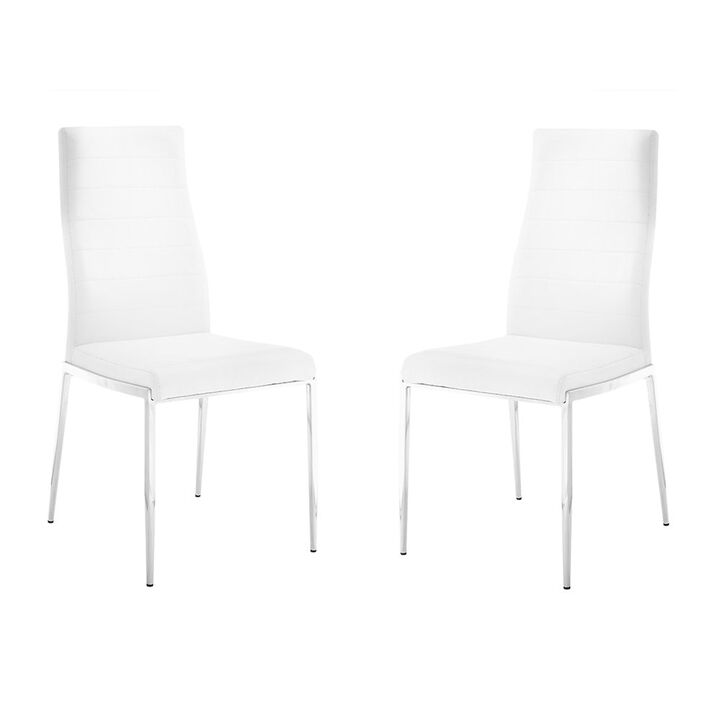 Casabianca Home Firenze Set Of 2 Dining Chair In White Pu Leather