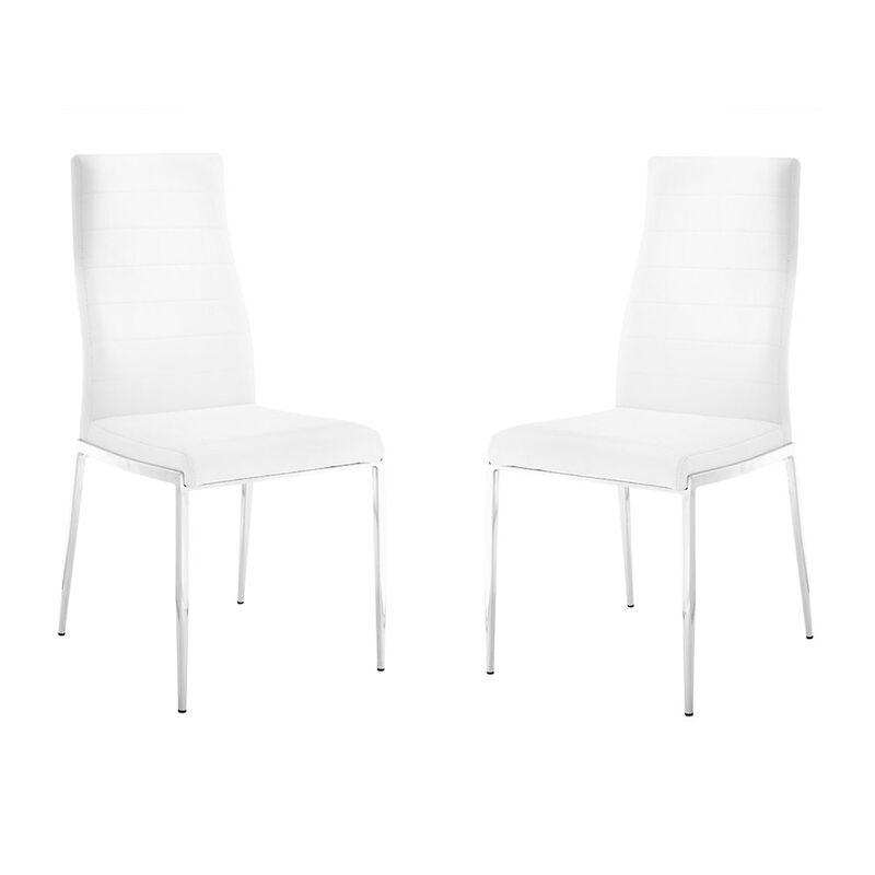 Casabianca Home Firenze Set Of 2 Dining Chair In White Pu Leather
