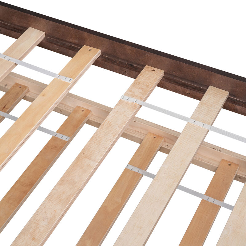 Whisen Twin Trundle Bed Frame with Platform Headboard, Compact Design for Small Space Bedroom Guest Room, No Box Spring Needed image number 8