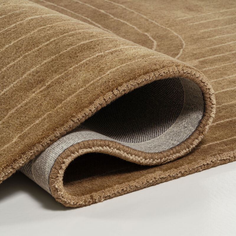 Retro Bohemian Abstract Striped Handwoven Wool Ivory/Beige Area Rug