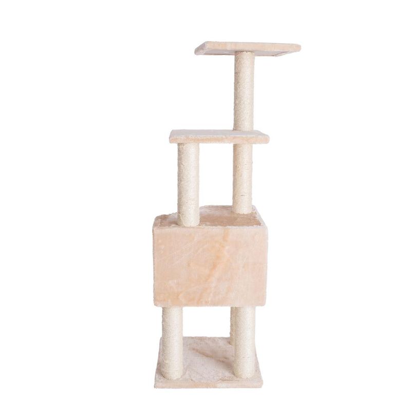Armarkat 48-Inch Real Wood Cat Tree In Beige With Perch And Playhouse