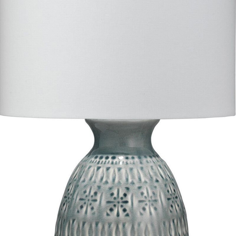 Table Lamp with Cut Out Geometric Pattern, Blue-Benzara