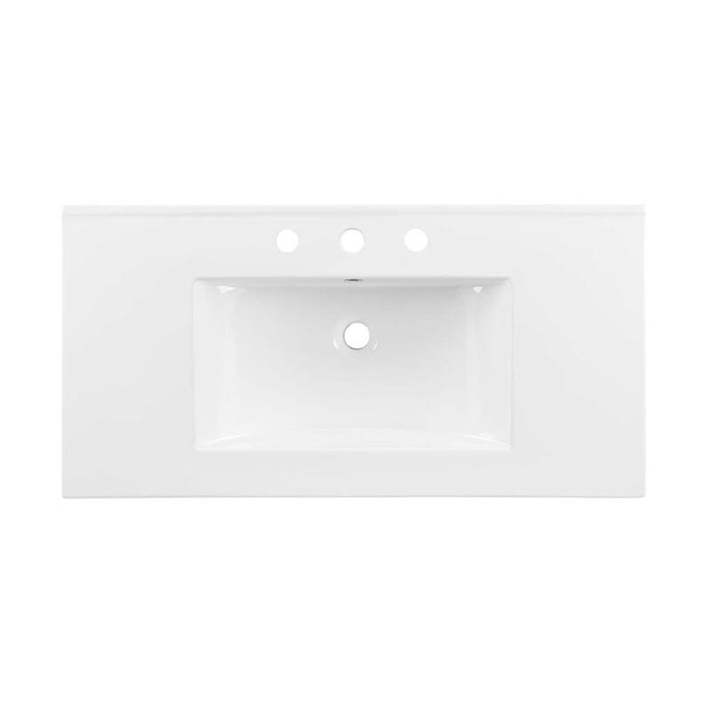 Modway Quantum Modern Bathroom Vanity with Ceramic Sink Basin and Storage Drawer, 36", White Gold image number 8