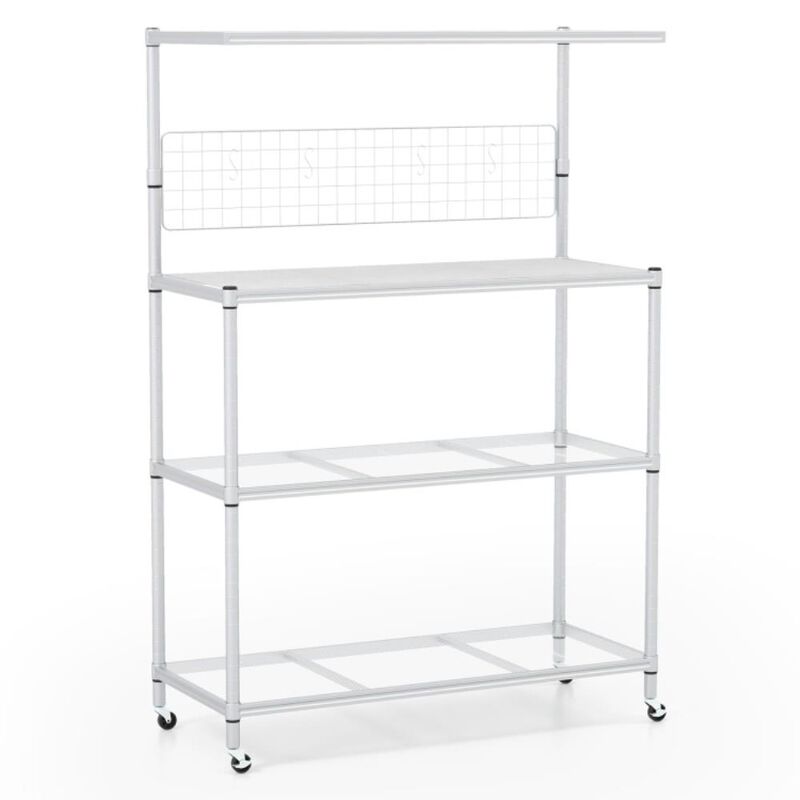 Hivvago 4-Tier Bakers Rack on Wheels with Adjustable Shelves