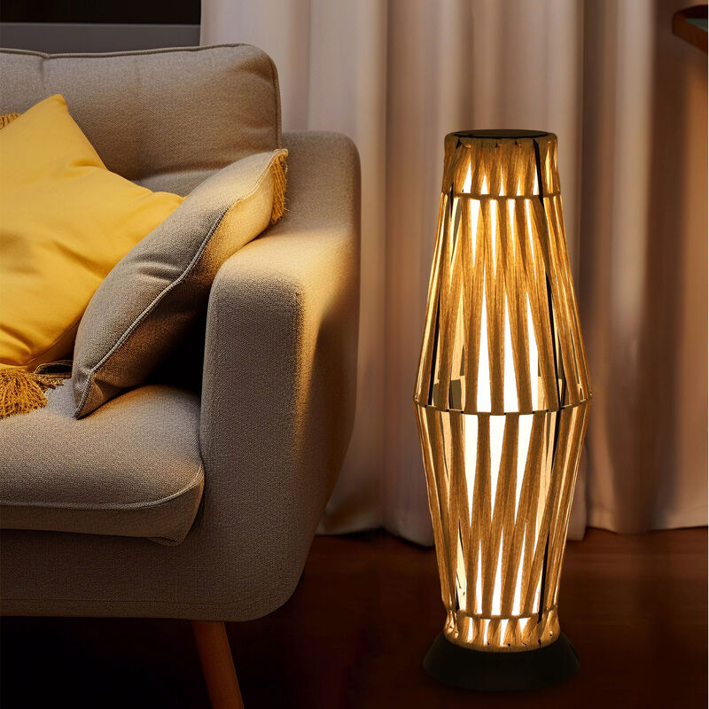 Bamboo Woven Solar Light, Bottle Shape, Warm Glow, Waterproof image number 2