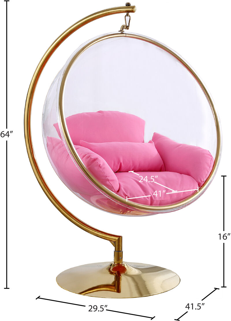 Meridian Furniture Luna Pink Fabric Acrylic Swing Bubble Accent Chair image number 4