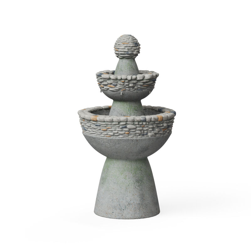 3-Tier Stone Pedestal Water Fountain, Gray image number 9
