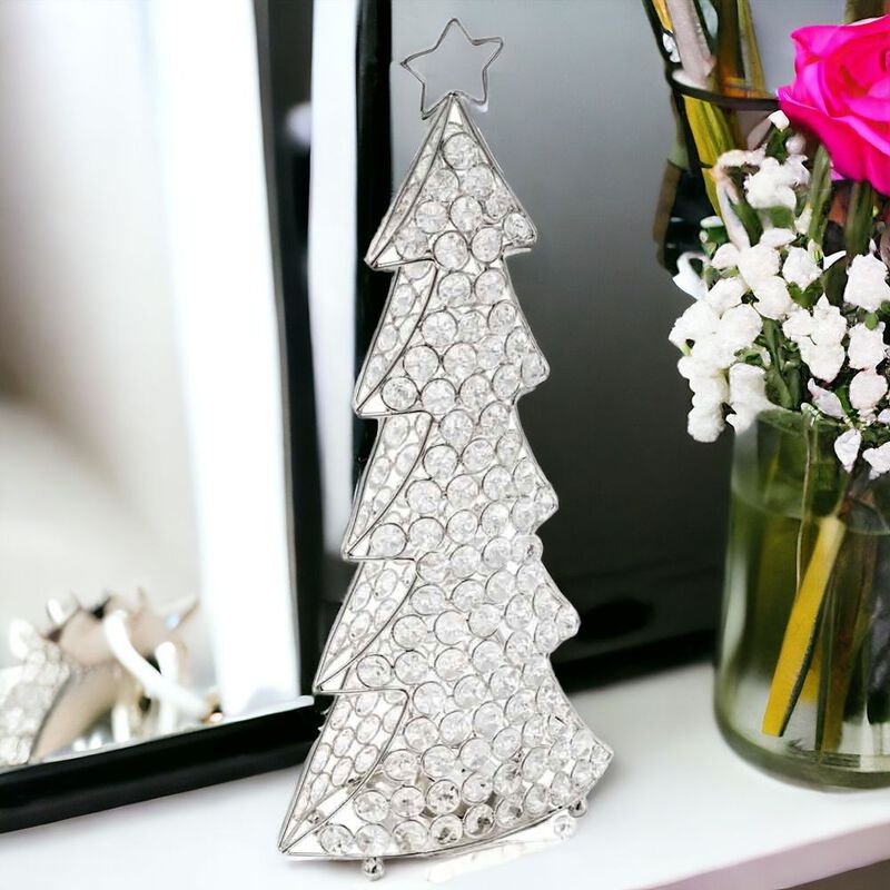 Faux Crystal Christmas Tree Decoration for Holiday Tabletop and Shelf
