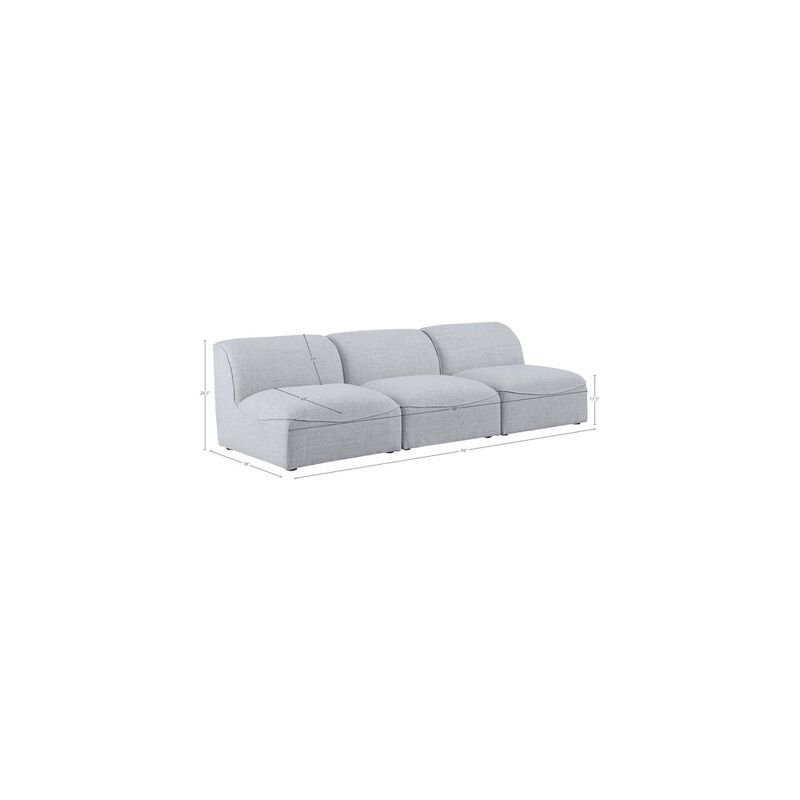 Meridian Furniture Miramar Grey Durable Linen Textured Modular Sofa