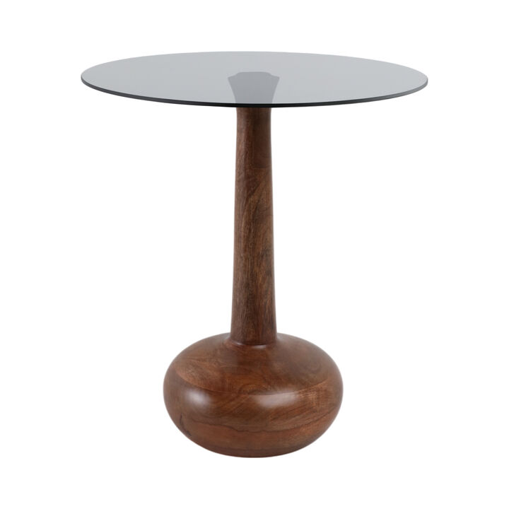 Smoke Glass Top Teardrop Accent Table