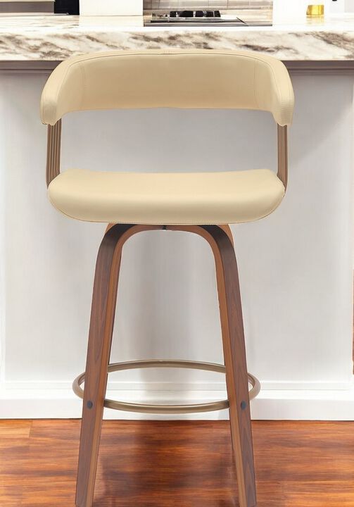 HomeRoots Faux Leather Counter Stool with Armrests and Bucket Seat